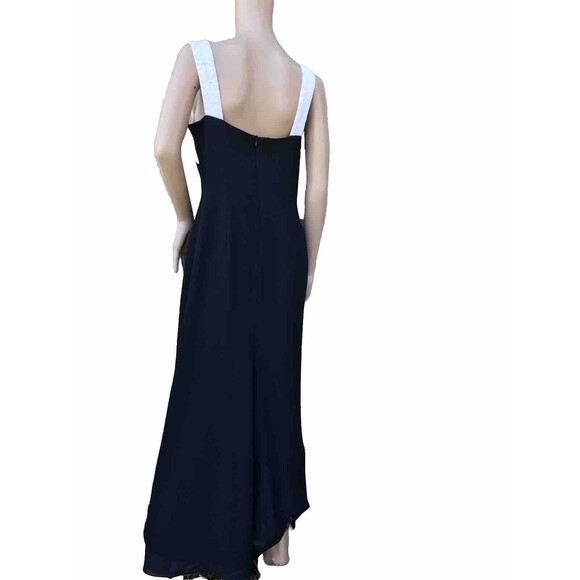 Jessica Scott McClintock Formal Long Black Gown White Lace Size 8 10 Vtg 80s 90s - Picture 2 of 8